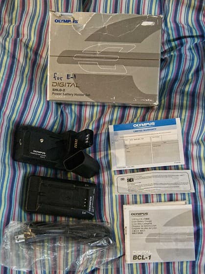 SELL: Olympus SHLD-2 battery grip for E-M1, battery, charger, LNIB, US$100