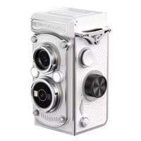 Aries RetroSnap Mini 1080P Digital Camera - Vintage Twin-Lens Style (White)